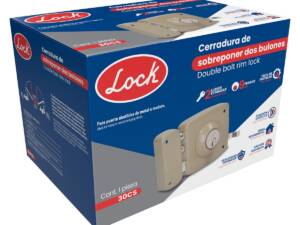 Cerradura de sobreponer llave estándar 2 bulones derecha en caja 30CS
