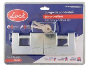 Juego de candados para cortina 80 mm, cromo satinado, llave estándar, 2 piezas